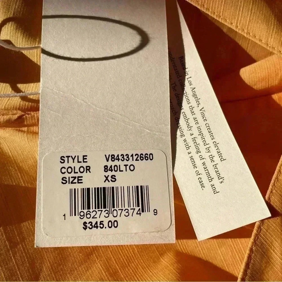 Vince cutout shirred blouse in tangelo sz XS - Picture 4 of 10